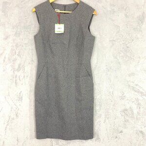Anne Klein Gray Sheath Dress Sz 8 Sleeveless Career Professional Knee Modest NEW